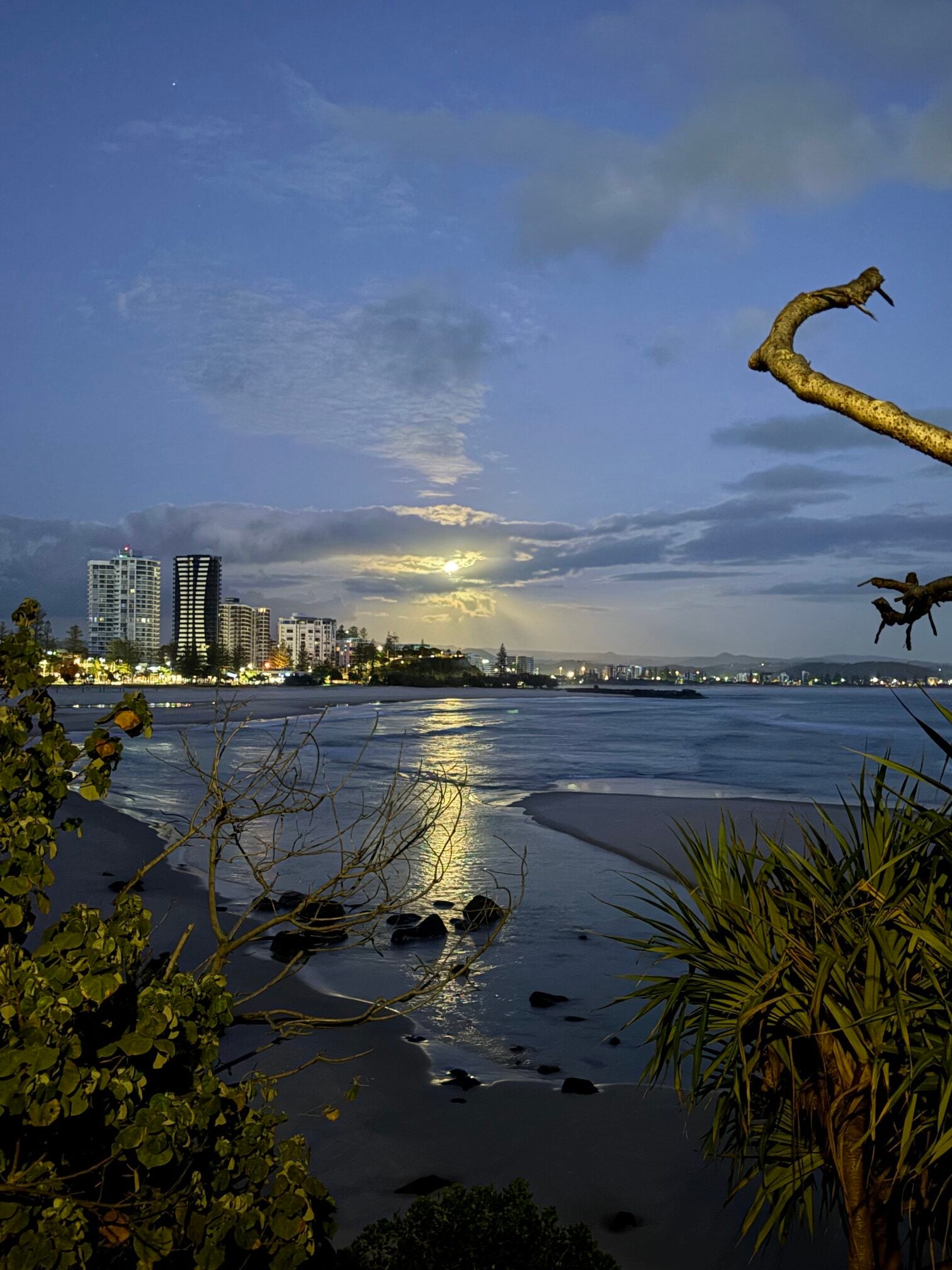 moon set over ocean