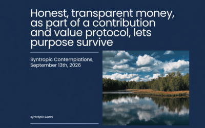 Honest, transparent money, as part of a contribution and value protocol, lets purpose survive